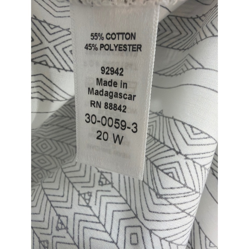 Roaman's Button Down Tunic Women 20W White Black Like New Geometric Print - Picture 5 of 9